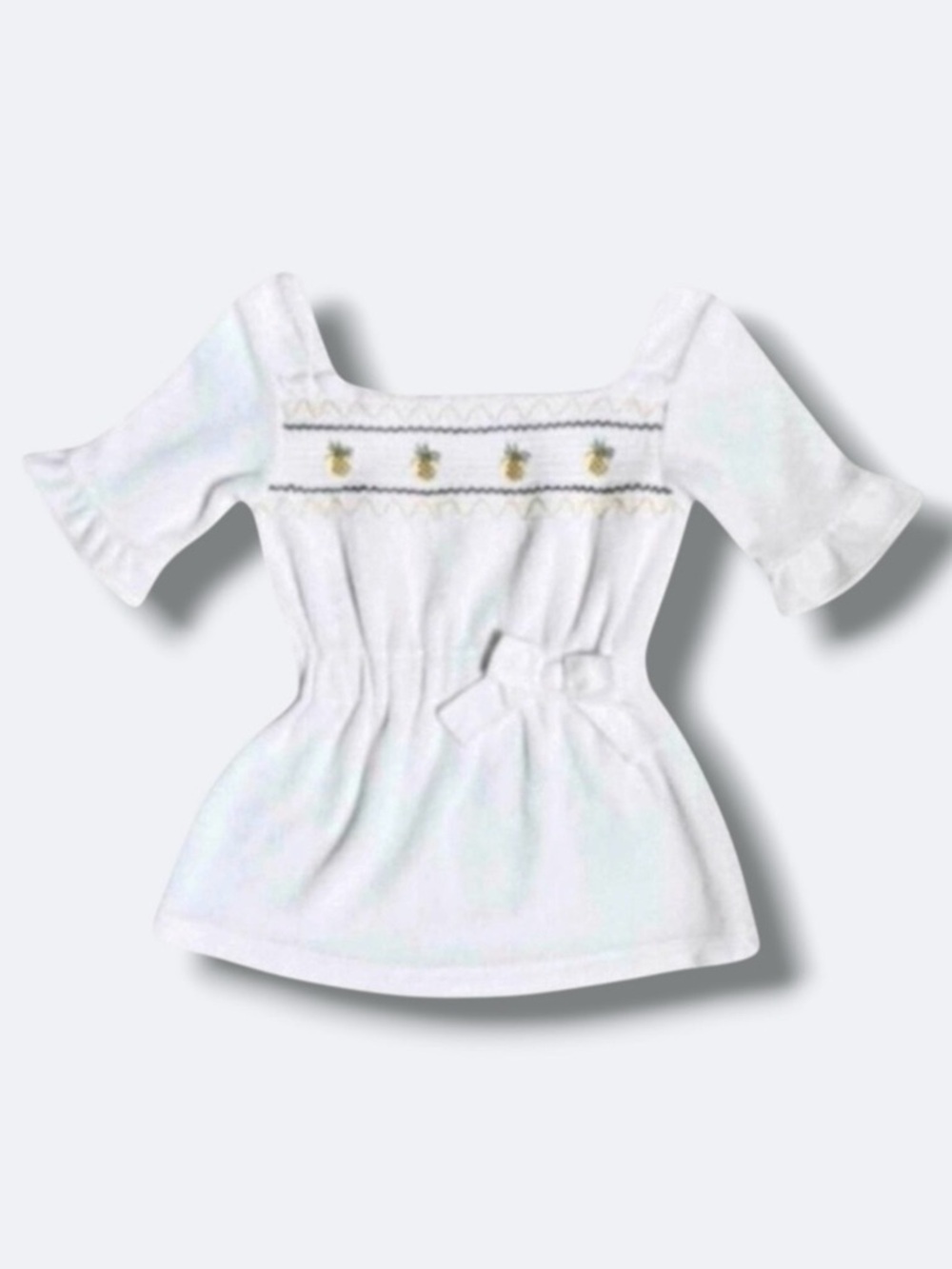 Janie and Jack Swim Cover Up Baby Girls 6-12M White Pineapple Terry Beach